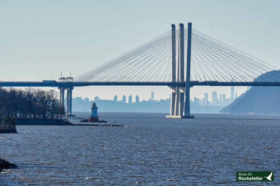 A bridge over a body of water.