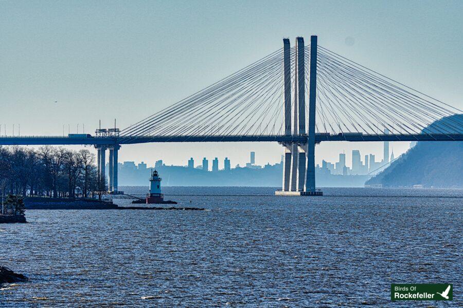 A bridge over a body of water.